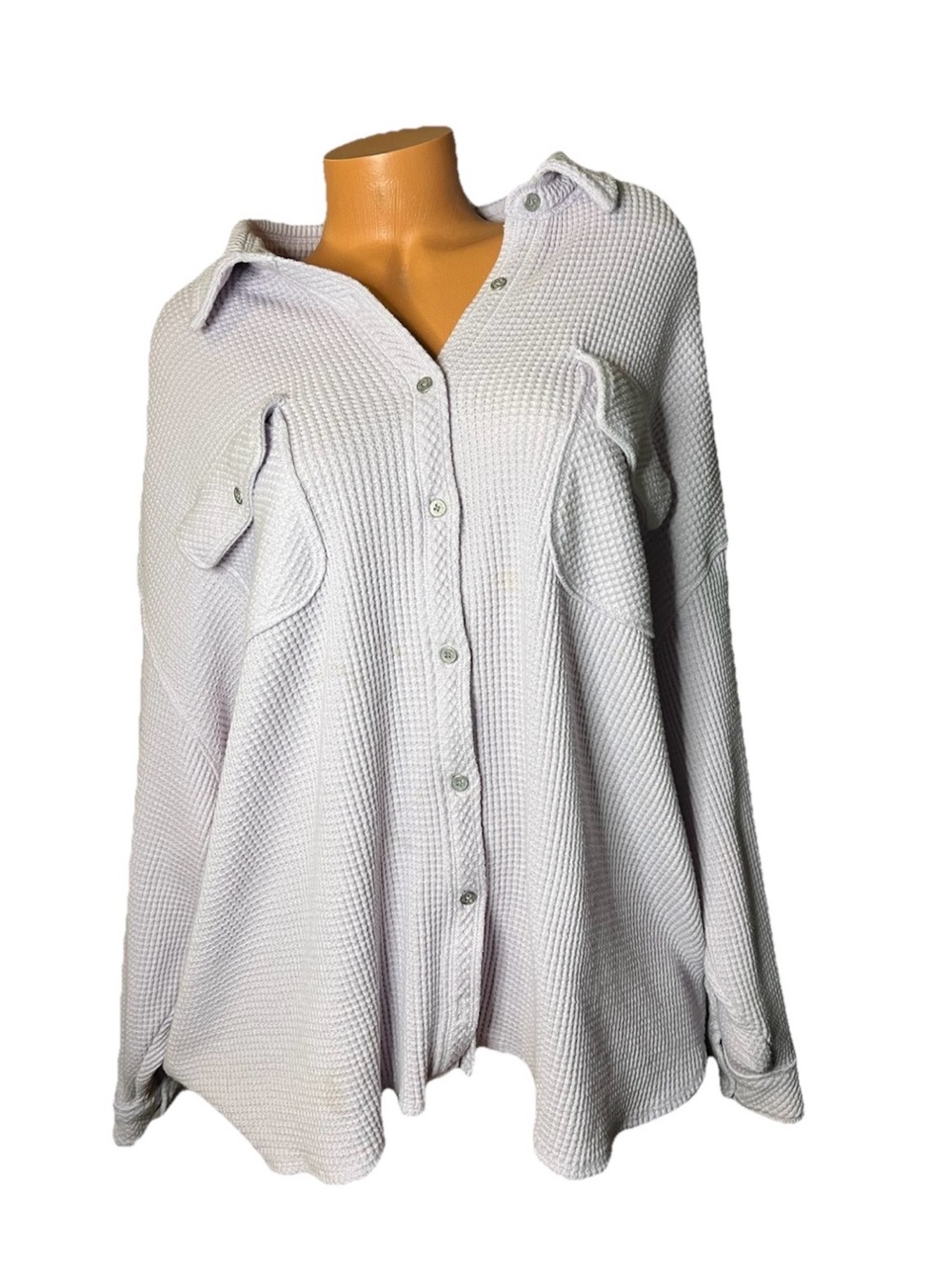 AERIE Lavender Waffle Knit Button-Down Shirt XXL
